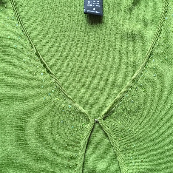 FINITY green beaded long sleeve cardigan EUC - Picture 3 of 3